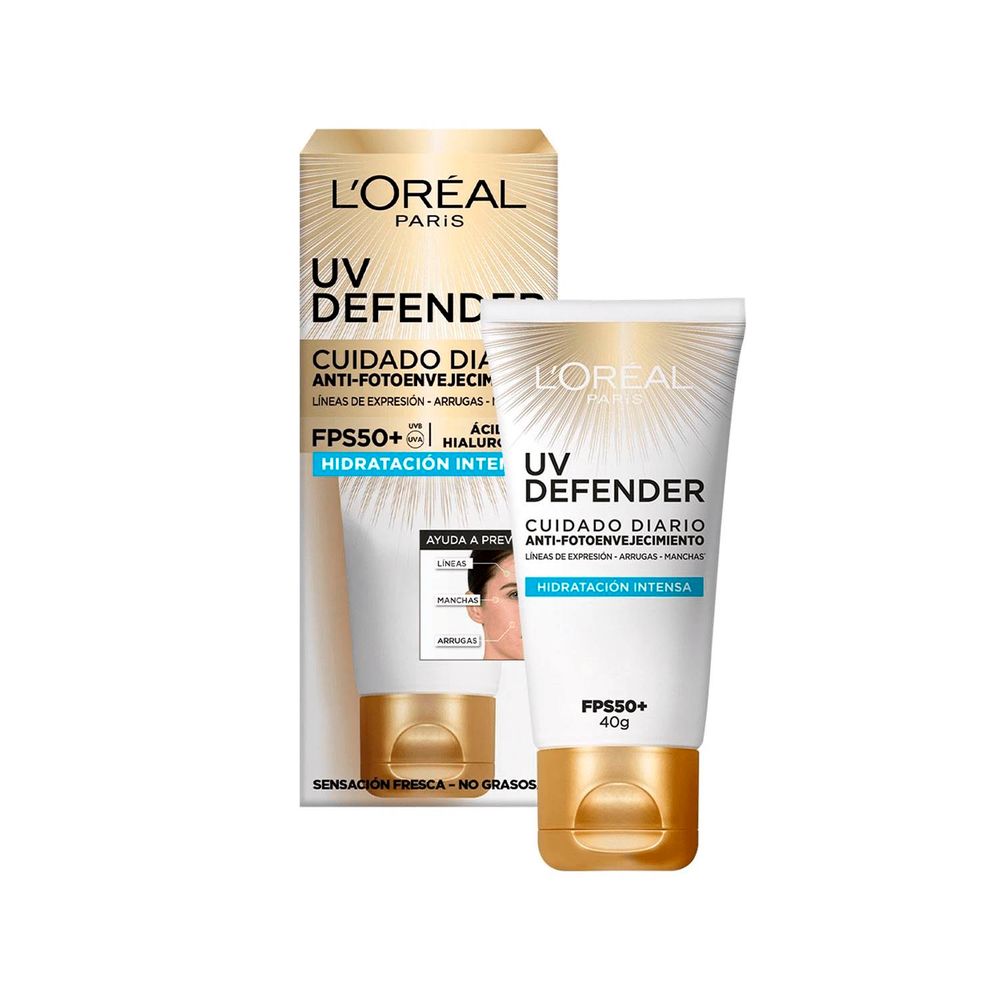 Protector solar facial L'Oréal UV Defender Hidratación Intensa FPS 50 x ...