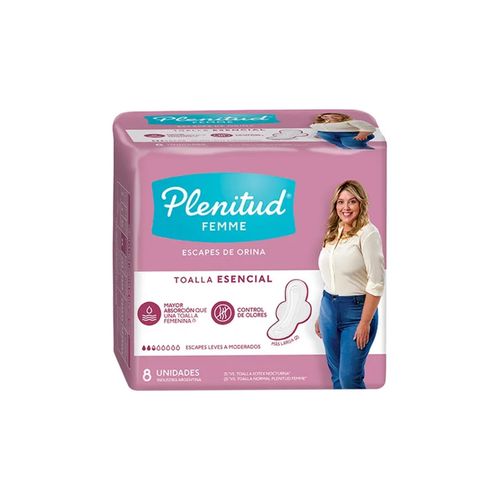 Toallas femeninas Plenitud Esencial con alas x8 Toallas femeninas Plenitud Esencial con alas x8