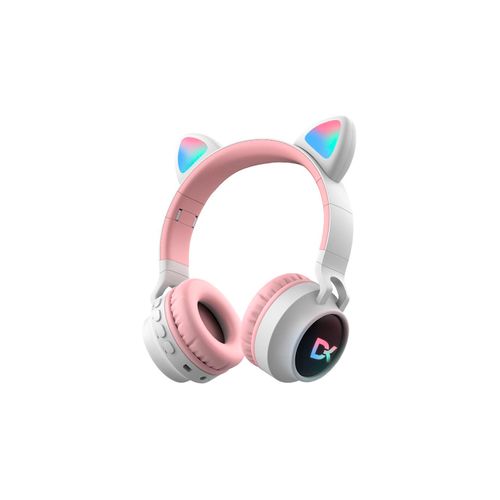 Auriculares inalámbricos Dekkin con orejas de gato rosa/gris Auriculares inalámbricos Dekkin con orejas de gato rosa/gris