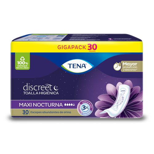 Toallas higiénicas TENA Discreet Maxi Nocturna x30 Toallas higiénicas TENA Discreet Maxi Nocturna x30