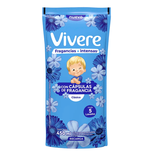 VIVERE SUAVIZANTE P/ROPA CLASICO MAS INTENSO DP X 450 VIVERE SUAVIZANTE P/ROPA CLASICO MAS INTENSO DP X 450